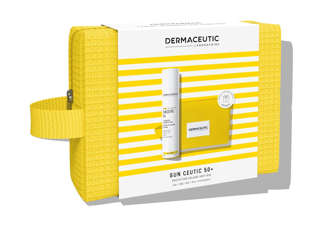 DermaCeutic Summer Kit - Sun Ceutic 50+ Protection Solaire Anti-Âge 50ml + Trousse d'Été OFFERTE